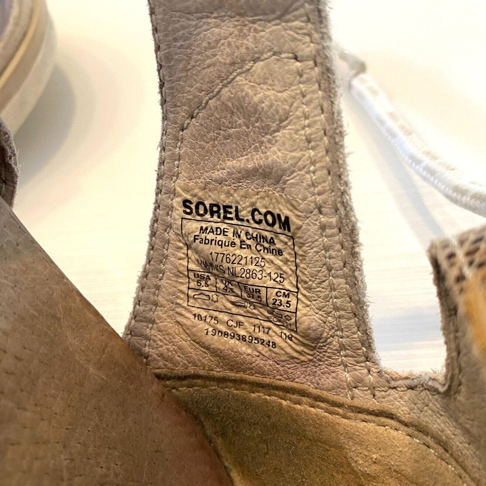 Sorel Joanie II Beige Sand Leather Lace Up Flats Sandals Women's‎ Size 6.5 - Picture 8 of 8